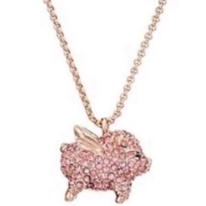 Kate Spade Imagination Flying Pig Pave Rose Gold Necklace